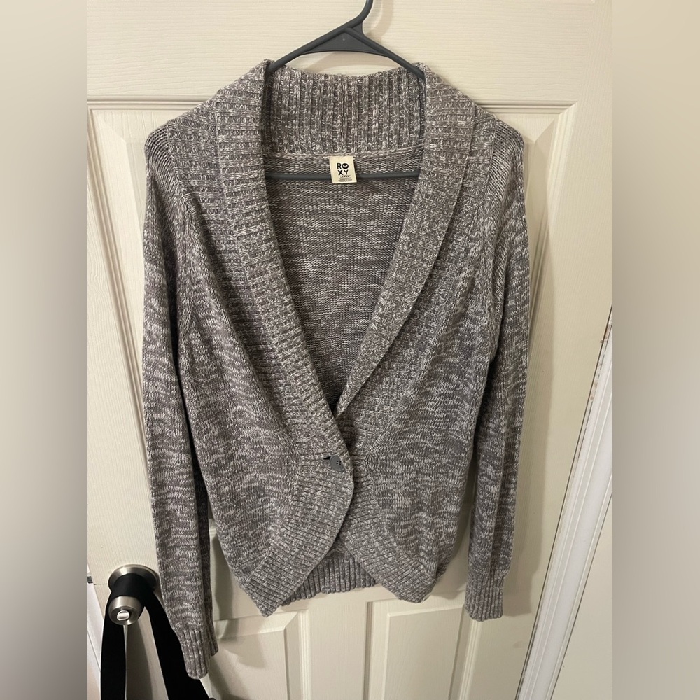 Roxy Cozy Gray Sweater with front button